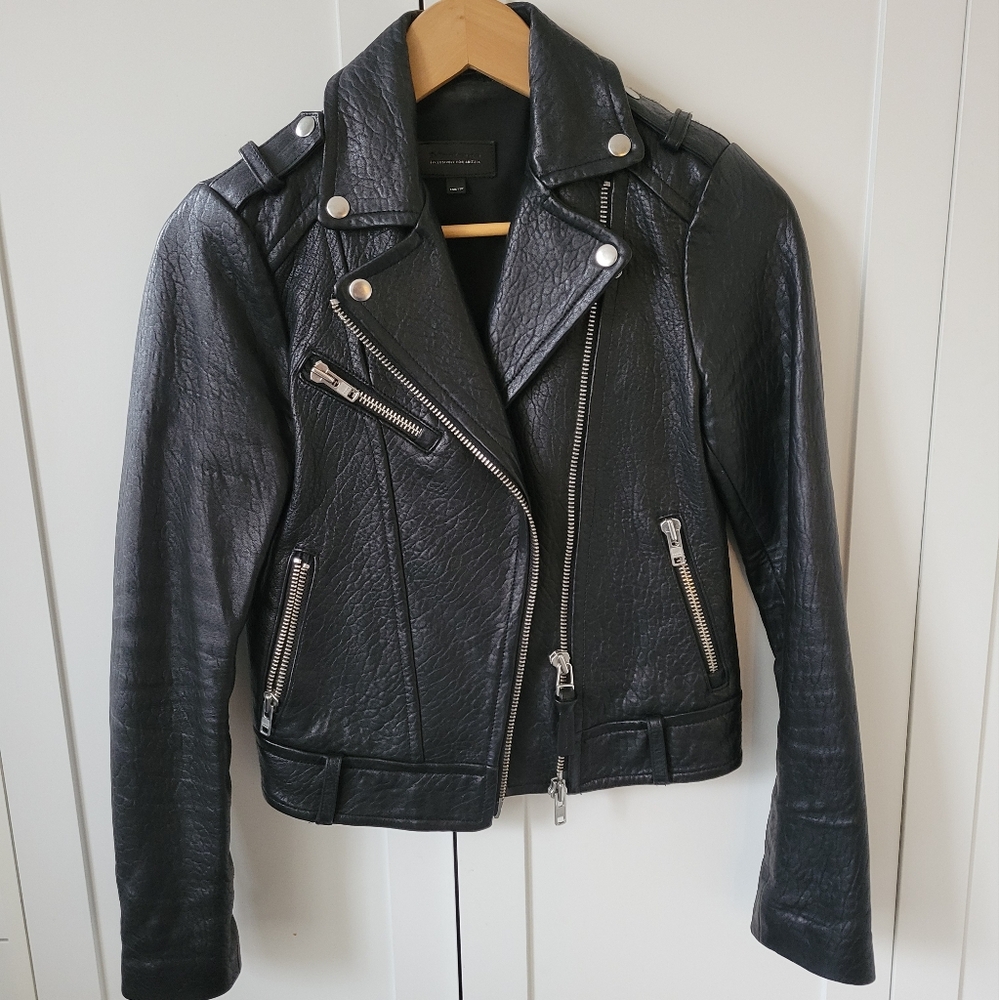 Black Leather Moto Jacket - Unbranded
